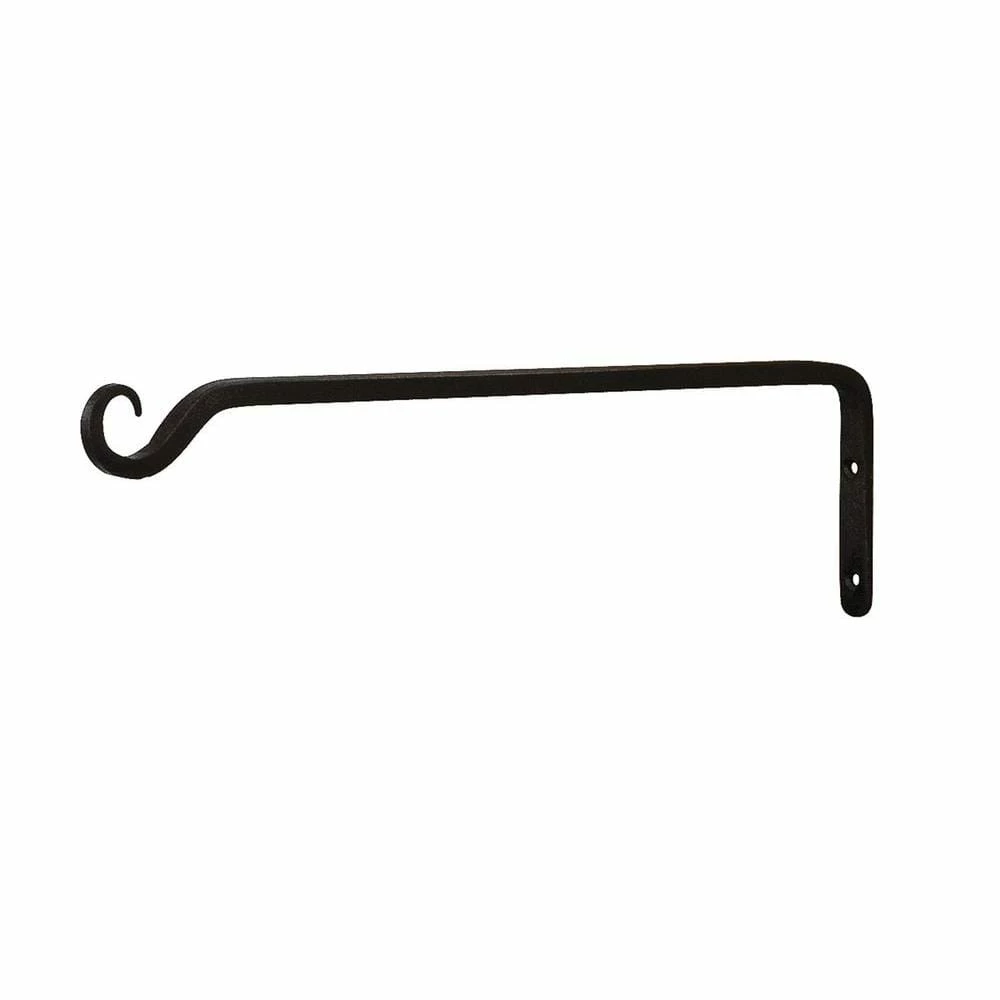 ACHLA DESIGNS 15 in. L Black Powder Coat Iron Straight Up Curled Wall Bracket Hook