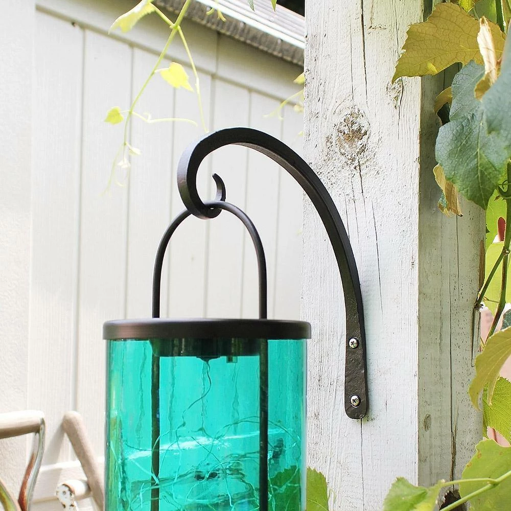 ACHLA DESIGNS 10 in. Tall Black Powder Coat Iron Down Curled Wall Bracket - Image 4