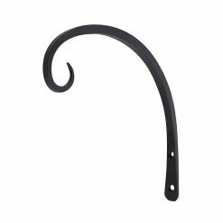 ACHLA DESIGNS 10 in. Tall Black Powder Coat Iron Down Curled Wall Bracket