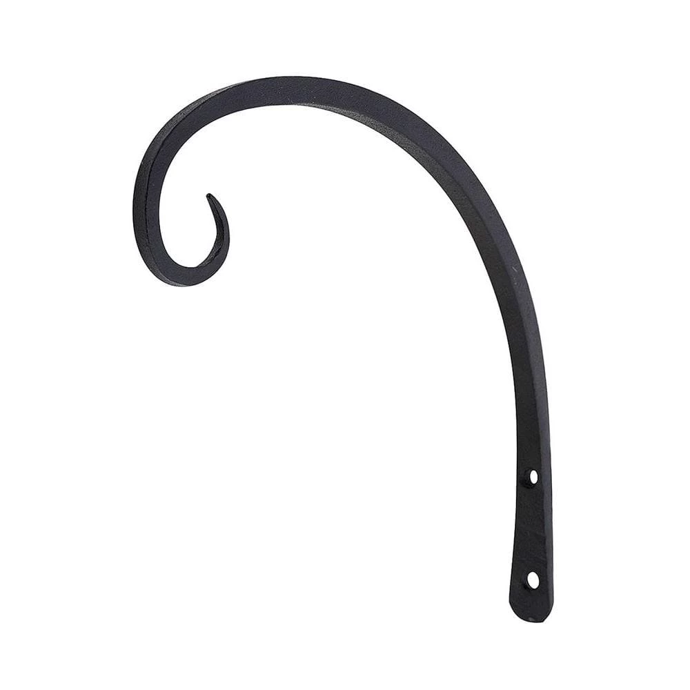 ACHLA DESIGNS 10 in. Tall Black Powder Coat Iron Down Curled Wall Bracket