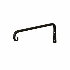 ACHLA DESIGNS 12 in. Tall Black Powder Coat Iron Straight Down Curled Wall Bracket