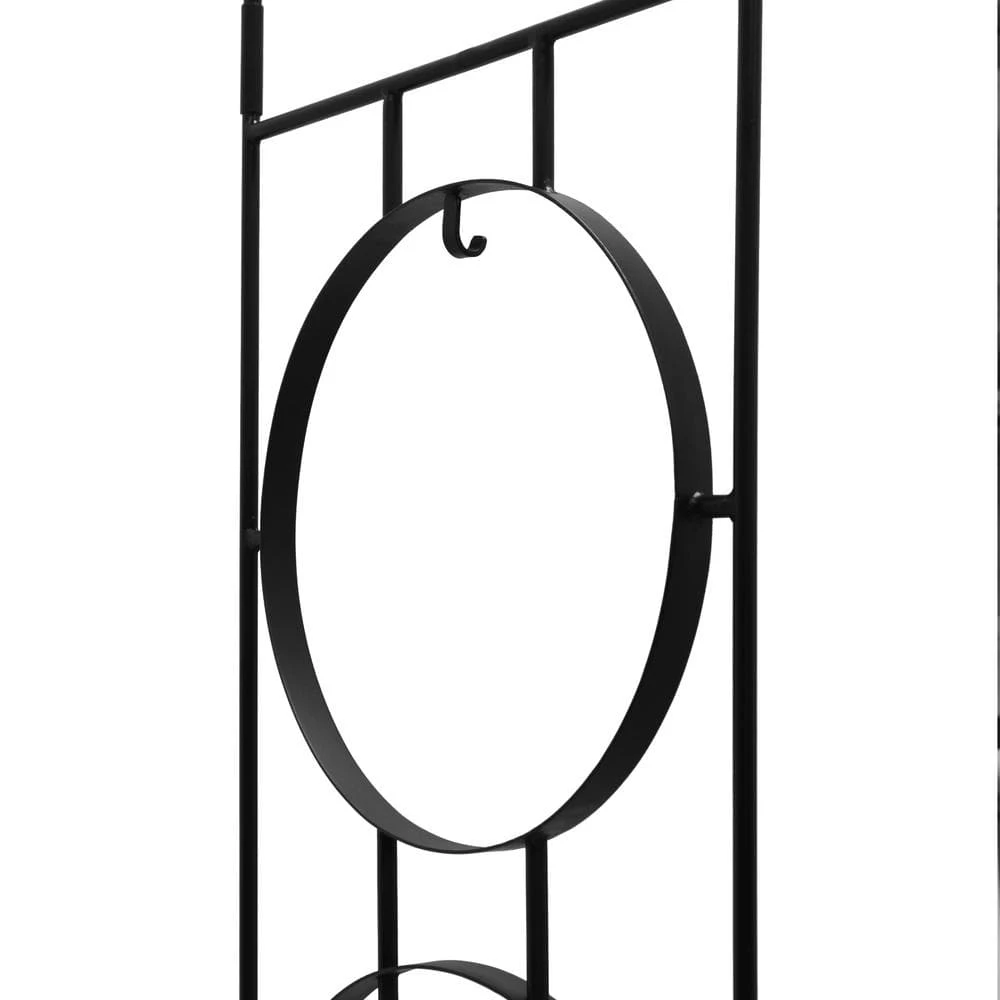 ACHLA DESIGNS 92.25 in. H Black Powder Coated Finish Wrought Iron Samsara Garden Arbor w/4 Ground Stakes - Image 3
