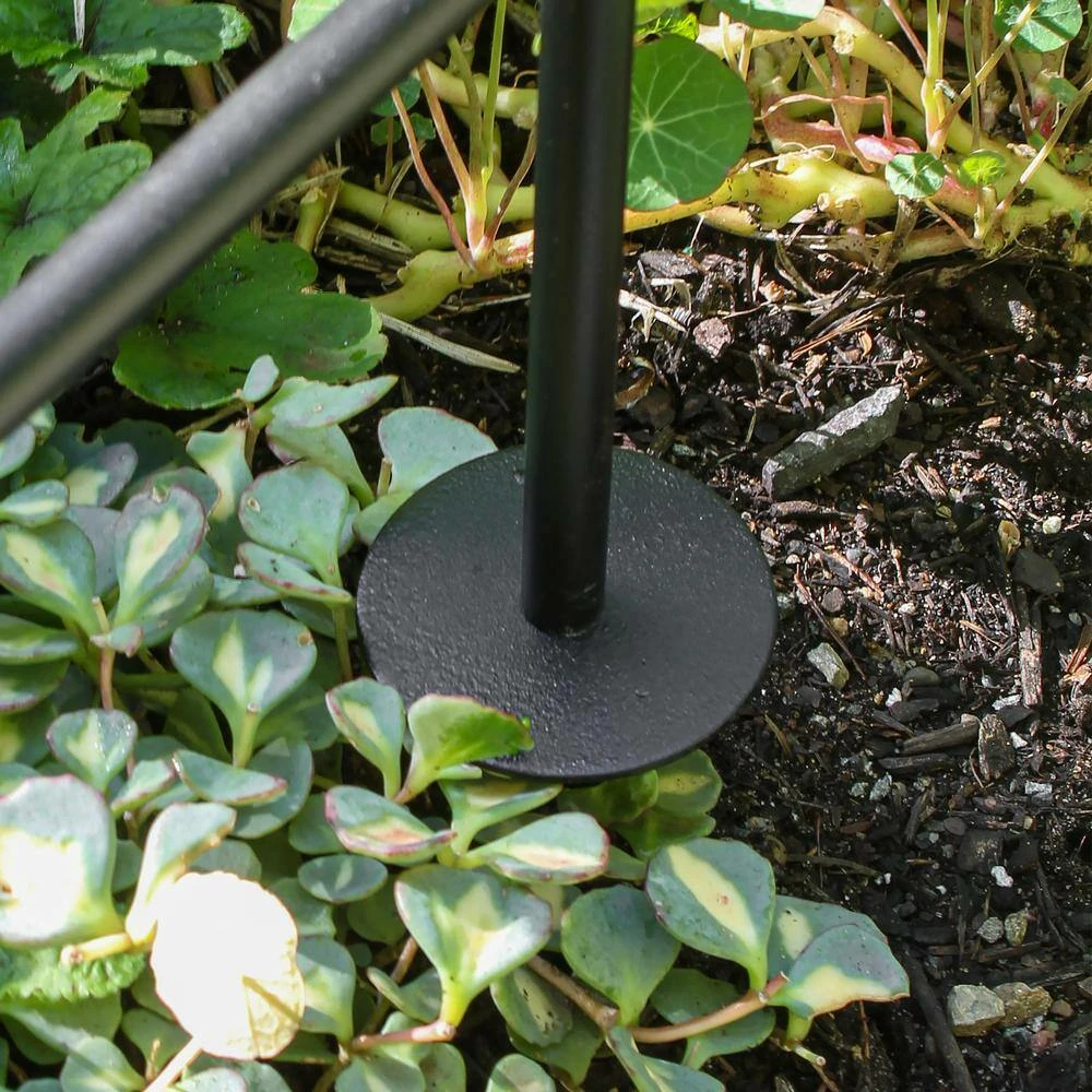 ACHLA DESIGNS 92.25 in. H Black Powder Coated Finish Wrought Iron Samsara Garden Arbor w/4 Ground Stakes - Image 7