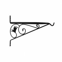 ACHLA DESIGNS 23.5 in. L Black Wrought Iron Indoor/Outdoor Large Morris Wall Bracket, Powder Coated Finish, Home Garden Accessory