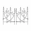 ACHLA DESIGNS 47 in. H Black Powdercoated Wrought Iron Outdoor Garden Acanthus Fence Trellis w/4 Ground Stakes (Set of 2)
