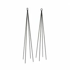 ACHLA DESIGNS 34 in. H Black Powdercoated Wrought Iron Outdoor Garden Container Trellis (Set of 2)