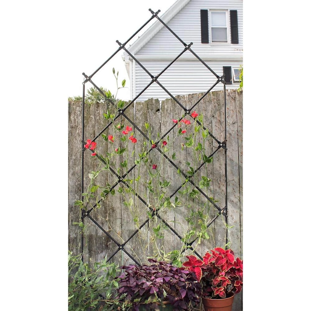 ACHLA DESIGNS Traditional Freestanding Lattice Garden Trellis, 95 in. Tall Graphite Powder Coat Finish - Image 6