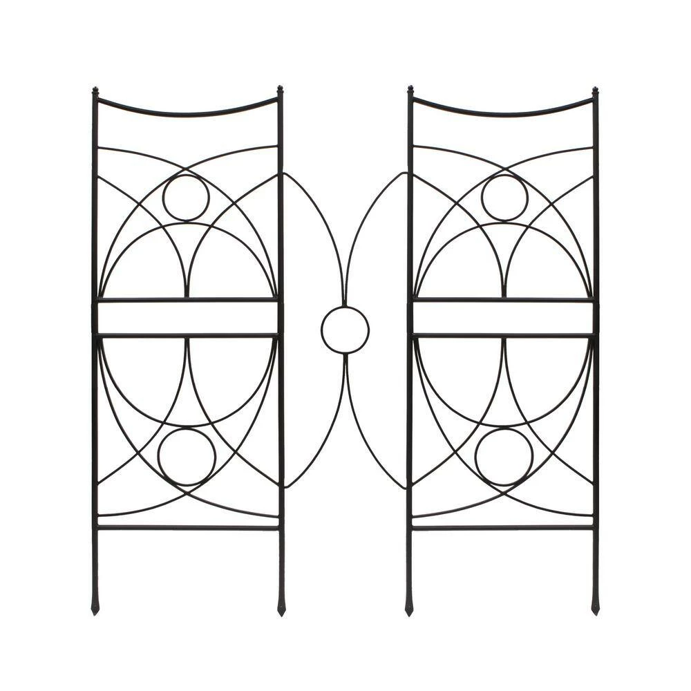ACHLA DESIGNS 86.25 in. H Black Powdercoated Wrought Iron Outdoor Garden Aurora Trellis - Image 3