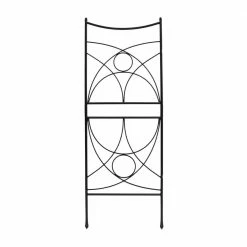 ACHLA DESIGNS 86.25 in. H Black Powdercoated Wrought Iron Outdoor Garden Aurora Trellis