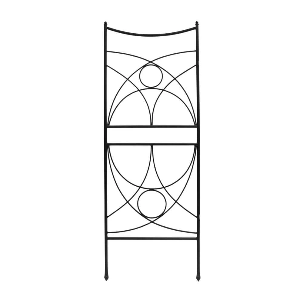ACHLA DESIGNS 86.25 in. H Black Powdercoated Wrought Iron Outdoor Garden Aurora Trellis