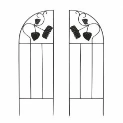 ACHLA DESIGNS Set of 2 Side Panels for Sunflower Trellis, 58 in. Tall Black Powder Coat Finish