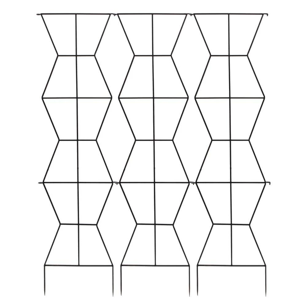 ACHLA DESIGNS 84 in. H Black Powdercoated Wrought Iron Outdoor Garden Zigzag Screen Trellis