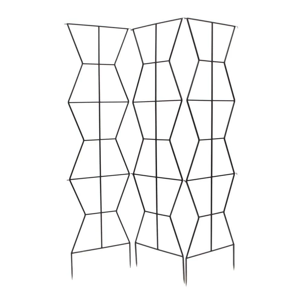 ACHLA DESIGNS 84 in. H Black Powdercoated Wrought Iron Outdoor Garden Zigzag Screen Trellis - Image 2