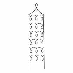 ACHLA DESIGNS 72 in. H Black Powdercoated Wrought Iron Outdoor Garden Gingerbread Cottage Trellis