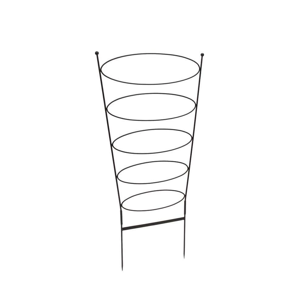 ACHLA DESIGNS 60.75 in. H Black Powdercoated Wrought Iron Outdoor Garden Ovals Trellis - Image 2