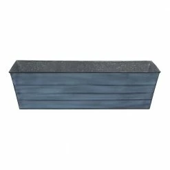 ACHLA DESIGNS 35.25 in. W Nantucket Blue Large Galvanized Steel Flower Box Planter