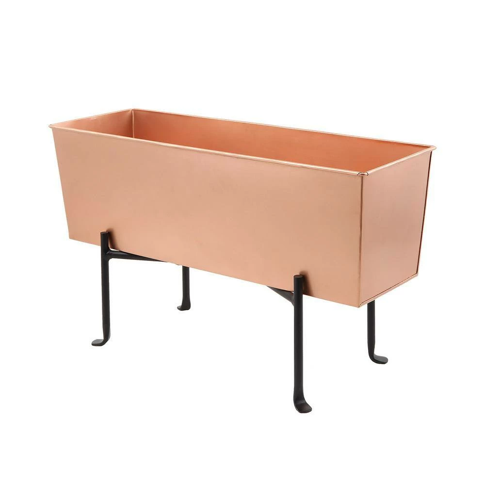 ACHLA DESIGNS 23.25 in. W Copper Plated Medium Galvanized Steel Flower Box Planter With Folding Stand - Image 3