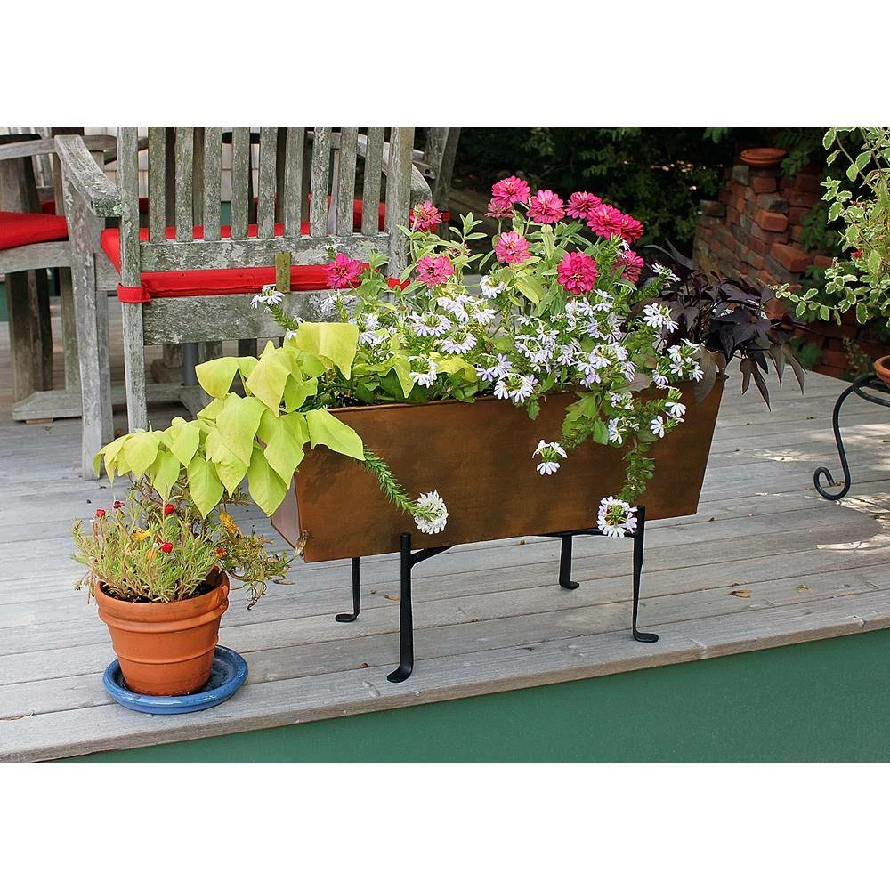 ACHLA DESIGNS 23.25 in. W Copper Plated Medium Galvanized Steel Flower Box Planter With Folding Stand - Image 6
