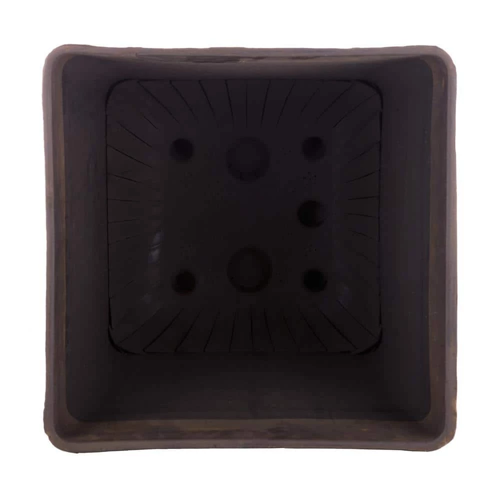 Alpine Corporation Indoor/Outdoor Resin Stone-look Squared Planter, Large, Brown (Set of 2) - Image 10