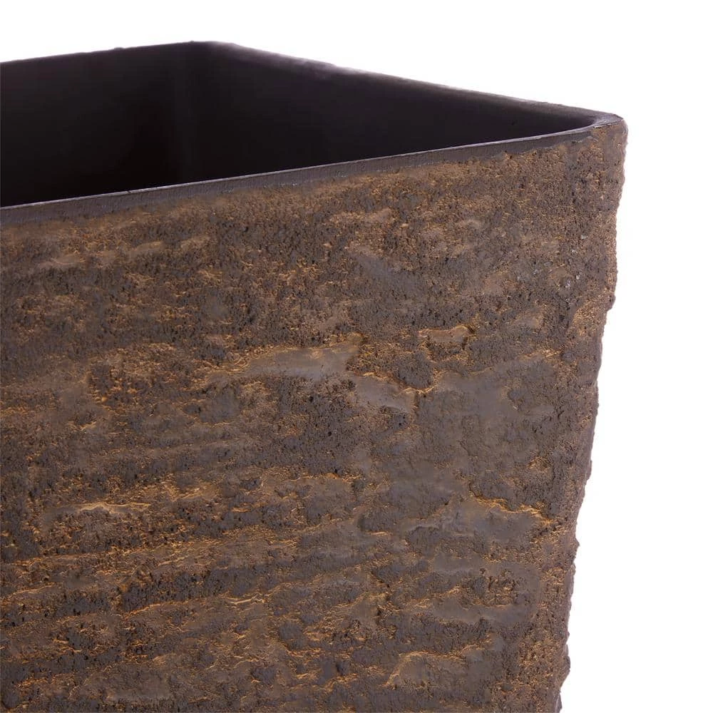 Alpine Corporation Indoor/Outdoor Resin Stone-look Squared Planter, Large, Brown (Set of 2) - Image 9