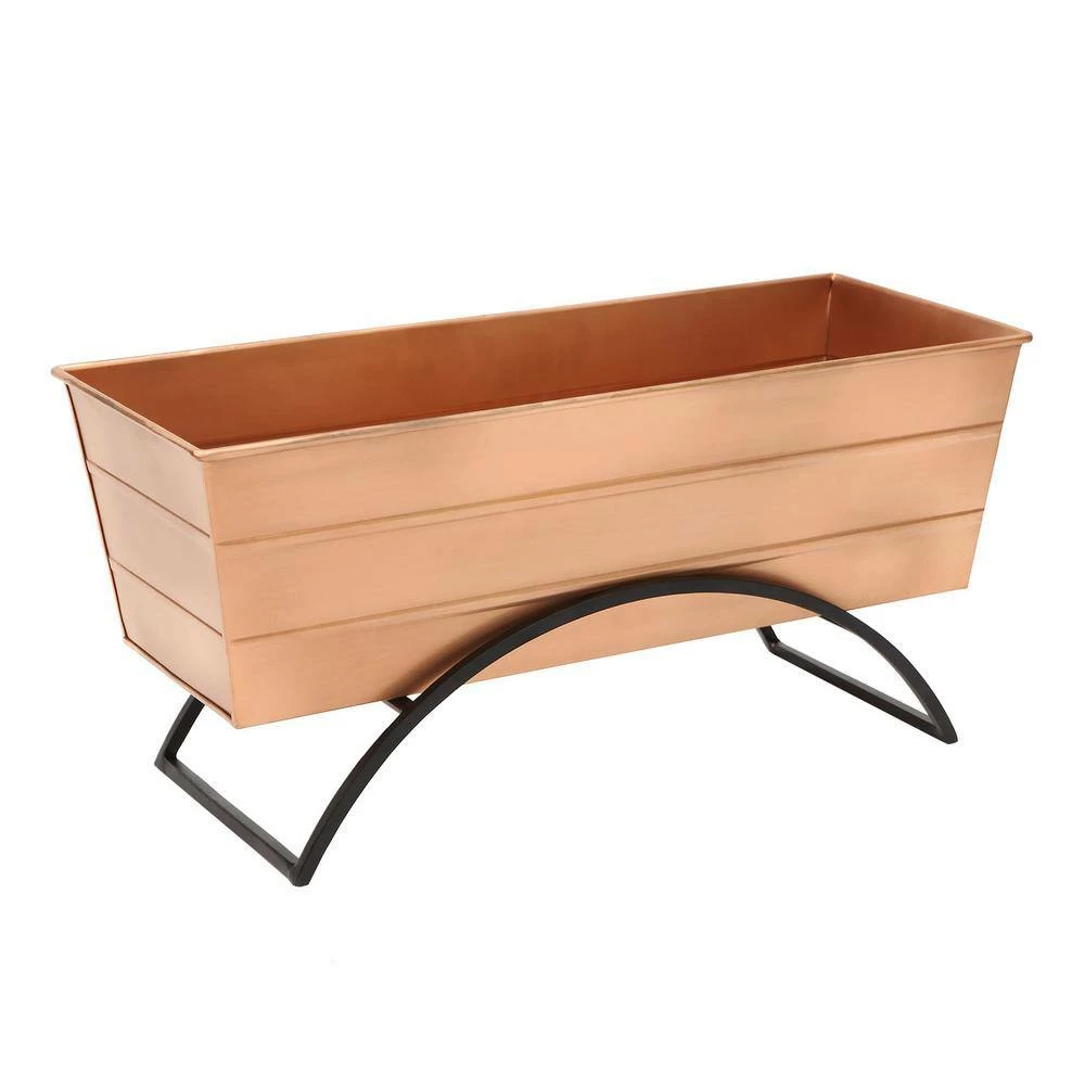 ACHLA DESIGNS 24 in. W Copper Plated Odette Stand With Medium Flower Box Steel Planter - Image 3