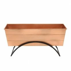 ACHLA DESIGNS 24 in. W Copper Plated Odette Stand With Medium Flower Box Steel Planter