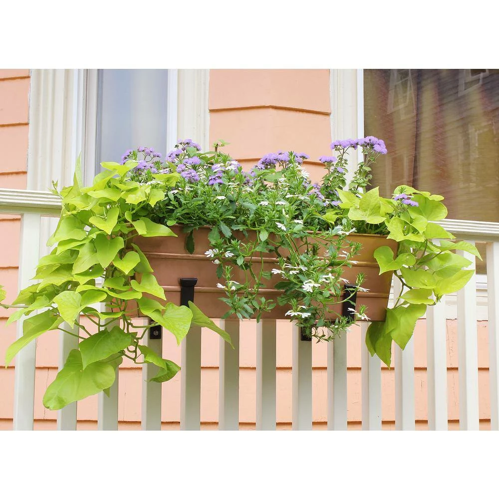 ACHLA DESIGNS 24 in. W Copper Plated Medium Galvanized Steel Flower Box Planter With Wall Brackets - Image 5