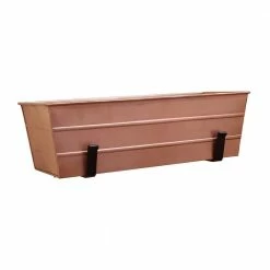ACHLA DESIGNS 24 in. W Copper Plated Medium Galvanized Steel Flower Box Planter With Wall Brackets