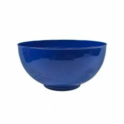 ACHLA DESIGNS 20 in. W Round French Blue Galvanized Steel Bowl Planter Pot
