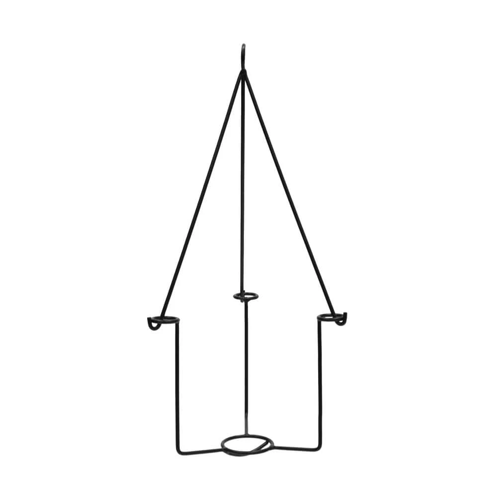 ACHLA DESIGNS 22.5 in. H Black Wrought Iron Indoor Outdoor Vera Hanging Planter w/Cylindrical French Blue Galvanized Steel Pot - Image 2