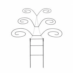 ACHLA DESIGNS 49.75 in. H Graphite Powdercoated Wrought Iron Outdoor Garden Butterfly Trellis