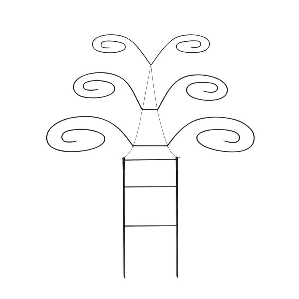 ACHLA DESIGNS 49.75 in. H Graphite Powdercoated Wrought Iron Outdoor Garden Butterfly Trellis