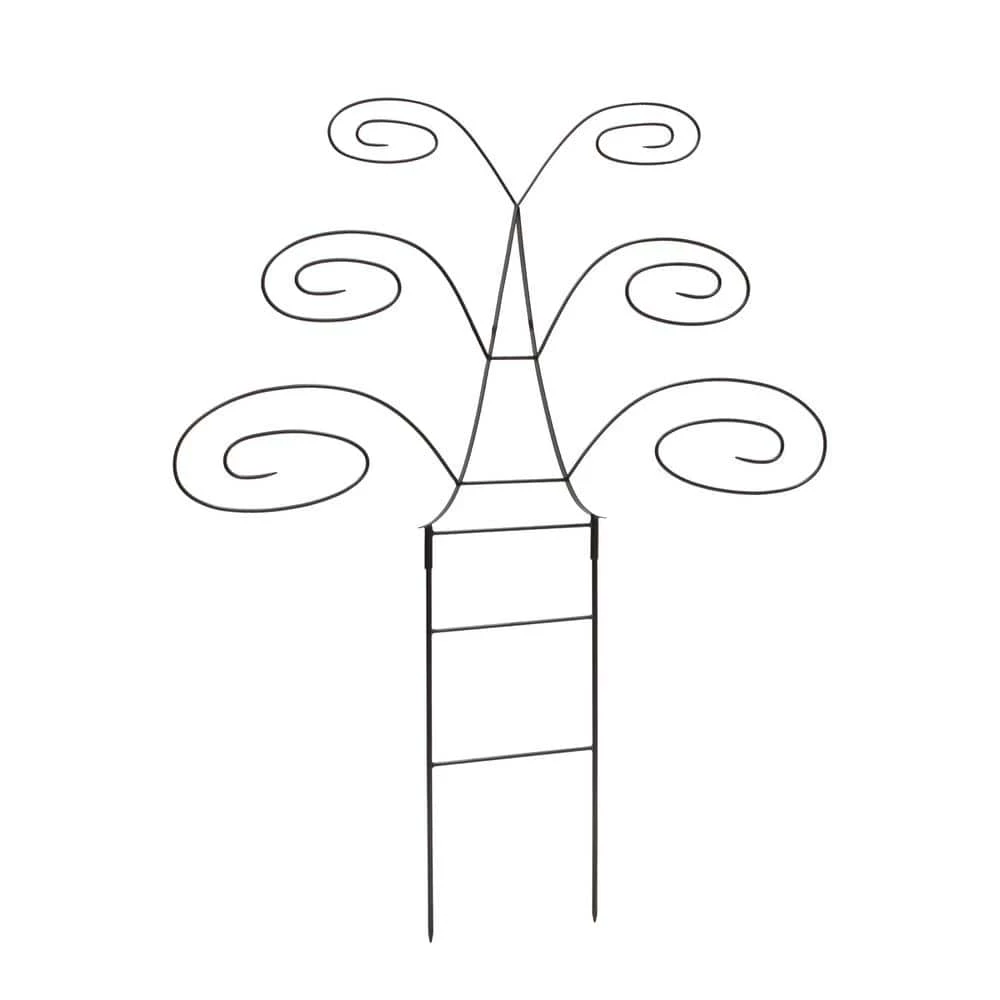ACHLA DESIGNS 49.75 in. H Graphite Powdercoated Wrought Iron Outdoor Garden Butterfly Trellis - Image 2