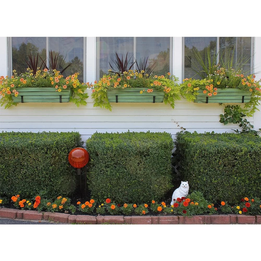 ACHLA DESIGNS 35.25 in. W Green Large Galvanized Steel Flower Box with Wall Brackets - Image 4