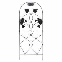 ACHLA DESIGNS 90 in. Tall Black Powder Coat Sunflower Decorative Garden Trellis