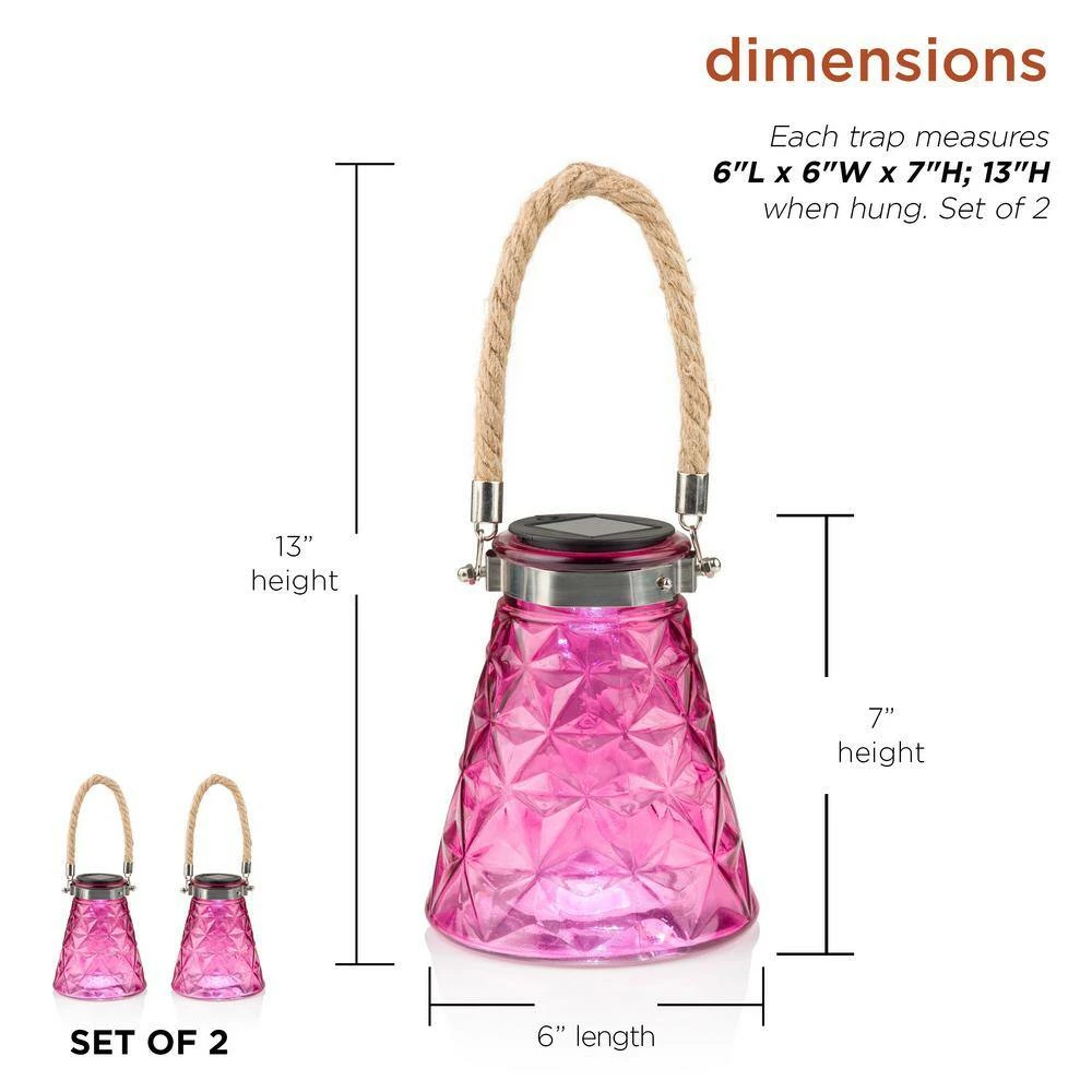 Alpine Corporation 7 in. Tall Solar Pink LED Wasp Trap, Set of 2 - Image 3