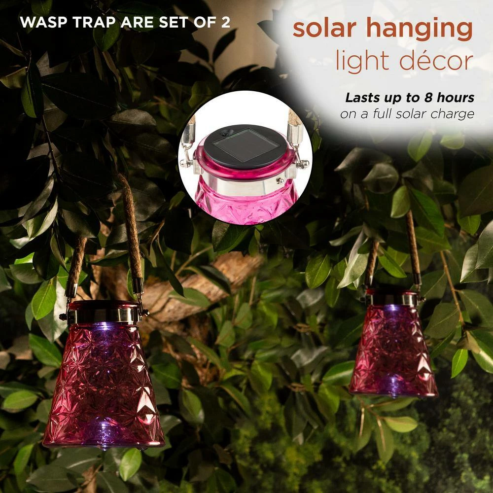 Alpine Corporation 7 in. Tall Solar Pink LED Wasp Trap, Set of 2 - Image 4
