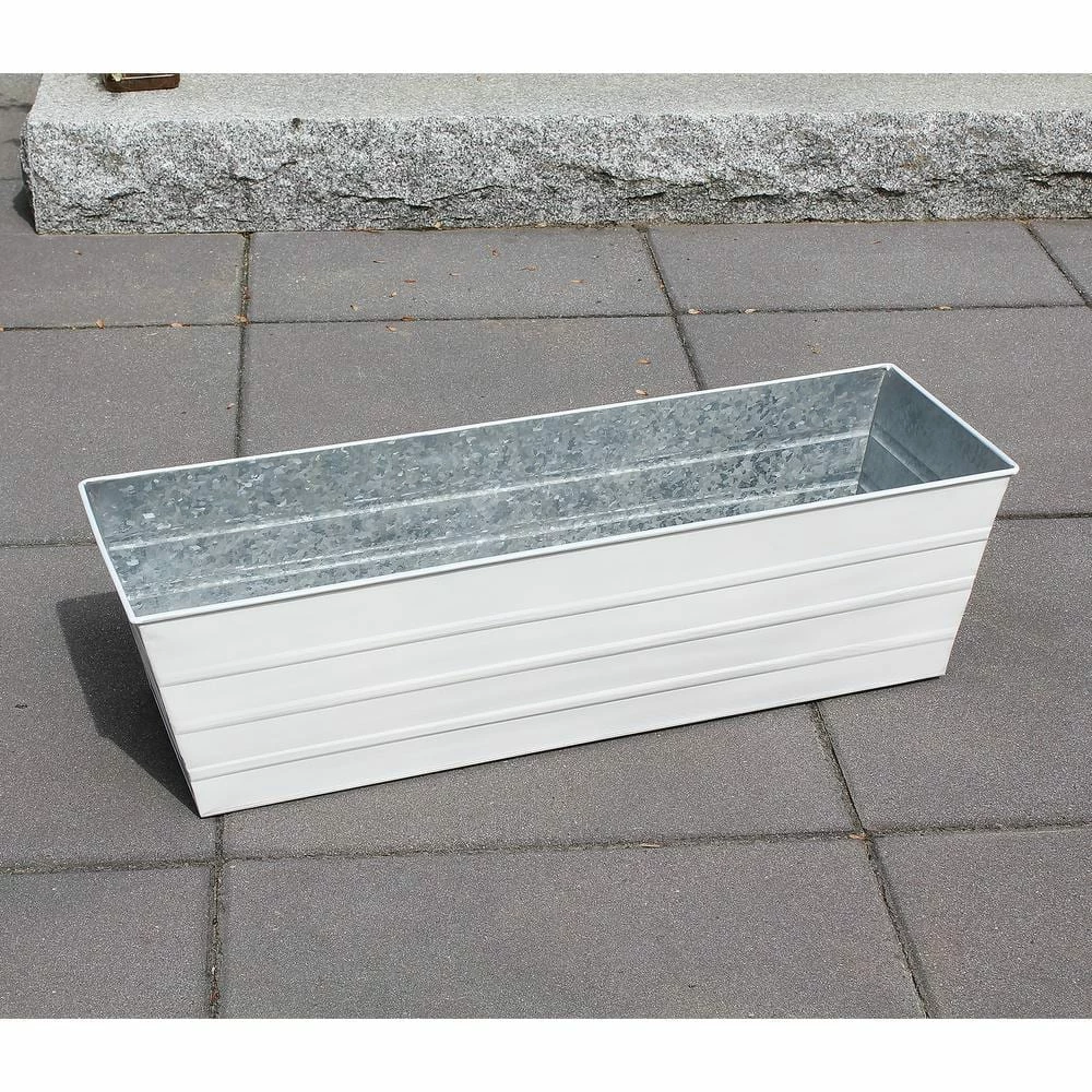 ACHLA DESIGNS 35.25 in. W Cape Cod White Large Galvanized Steel Flower Box Planter - Image 4