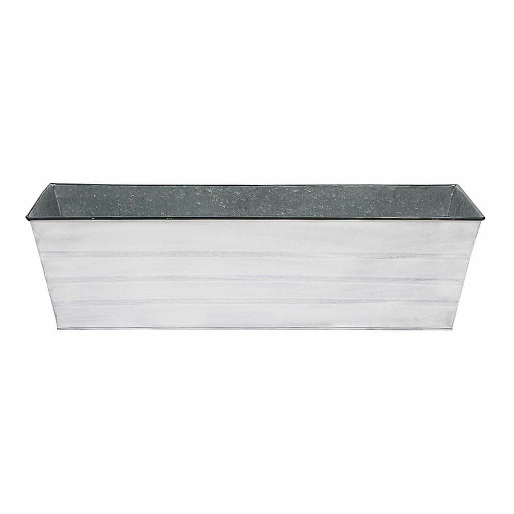 ACHLA DESIGNS 35.25 in. W Cape Cod White Large Galvanized Steel Flower Box Planter