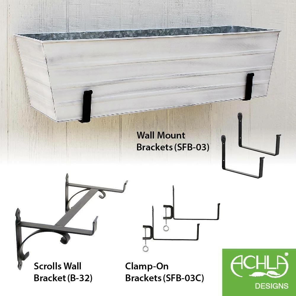 ACHLA DESIGNS 35.25 in. W Cape Cod White Large Galvanized Steel Flower Box Planter - Image 7