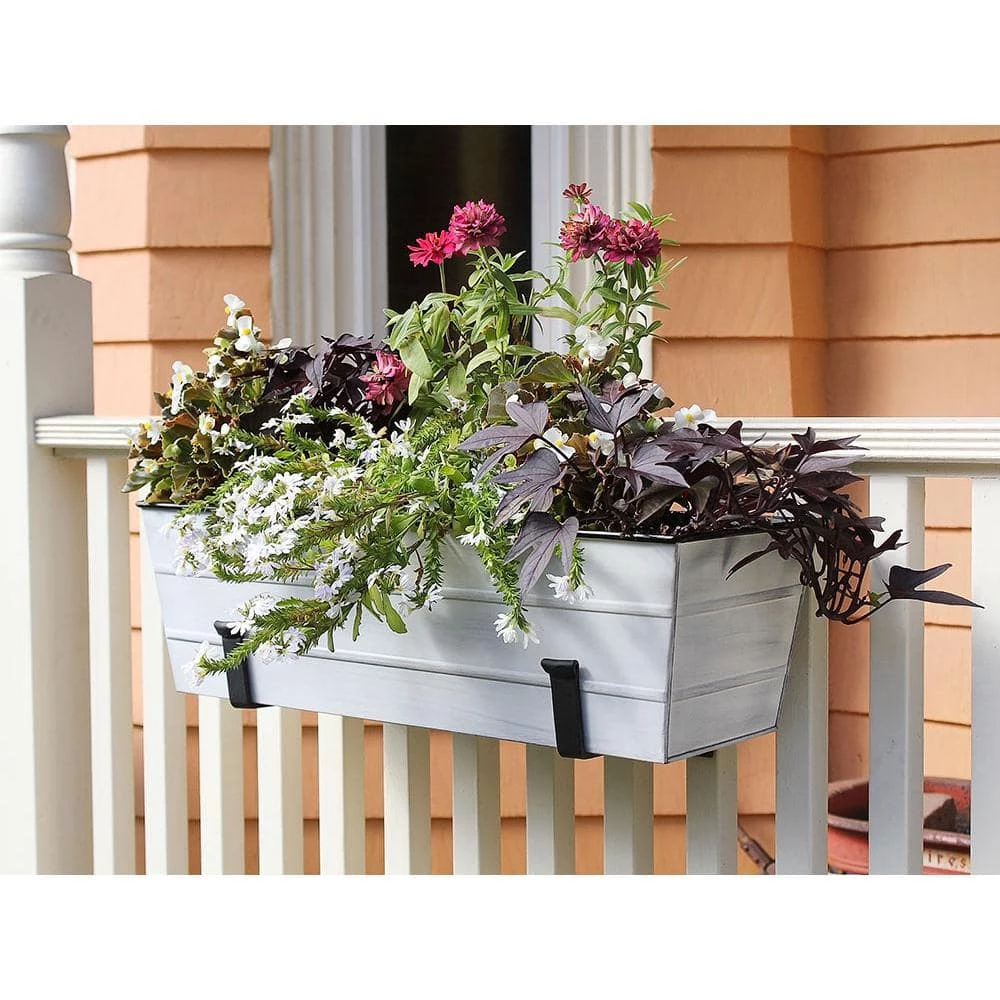 ACHLA DESIGNS 24 in. W Cape Cod White Medium Galvanized Steel Flower Box Planter - Image 6