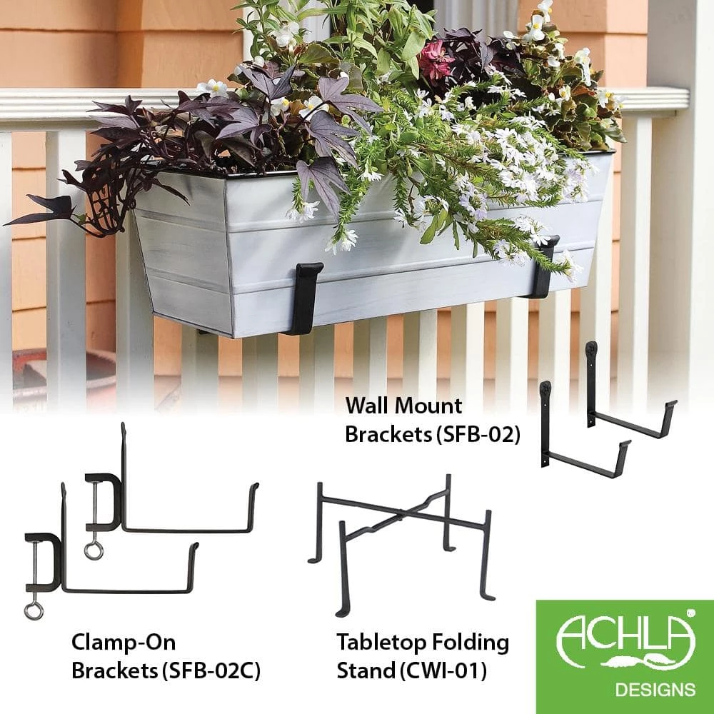 ACHLA DESIGNS 24 in. W Cape Cod White Medium Galvanized Steel Flower Box Planter - Image 2