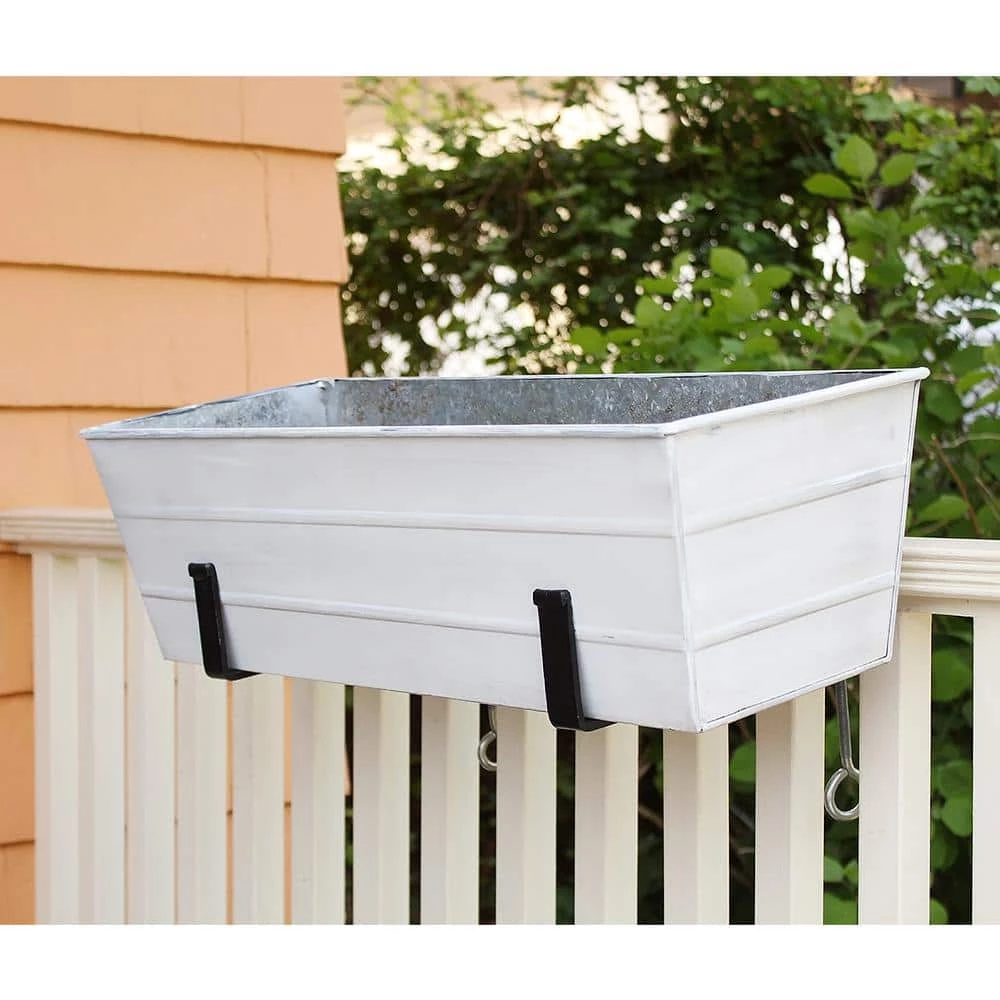 ACHLA DESIGNS 24 in. W Cape Cod White Medium Galvanized Steel Flower Box Planter - Image 7