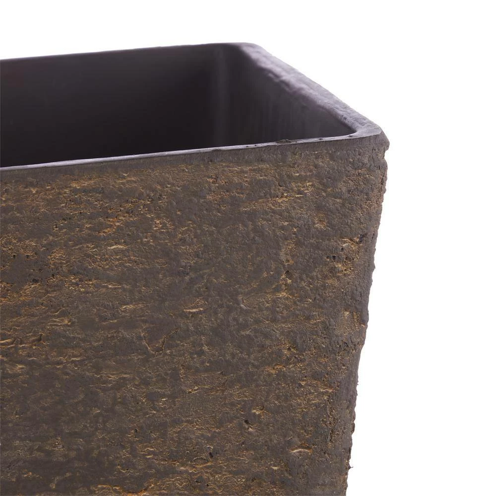 Alpine Corporation Medium Brown Indoor/Outdoor Stone-Look Resin Squared Planter (Set of 2) - Image 9