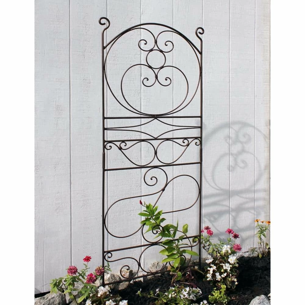 ACHLA DESIGNS 65.5 in. Tall Roman Bronze Powdercoat Traditional Ferro Firenze Garden Trellis - Image 3